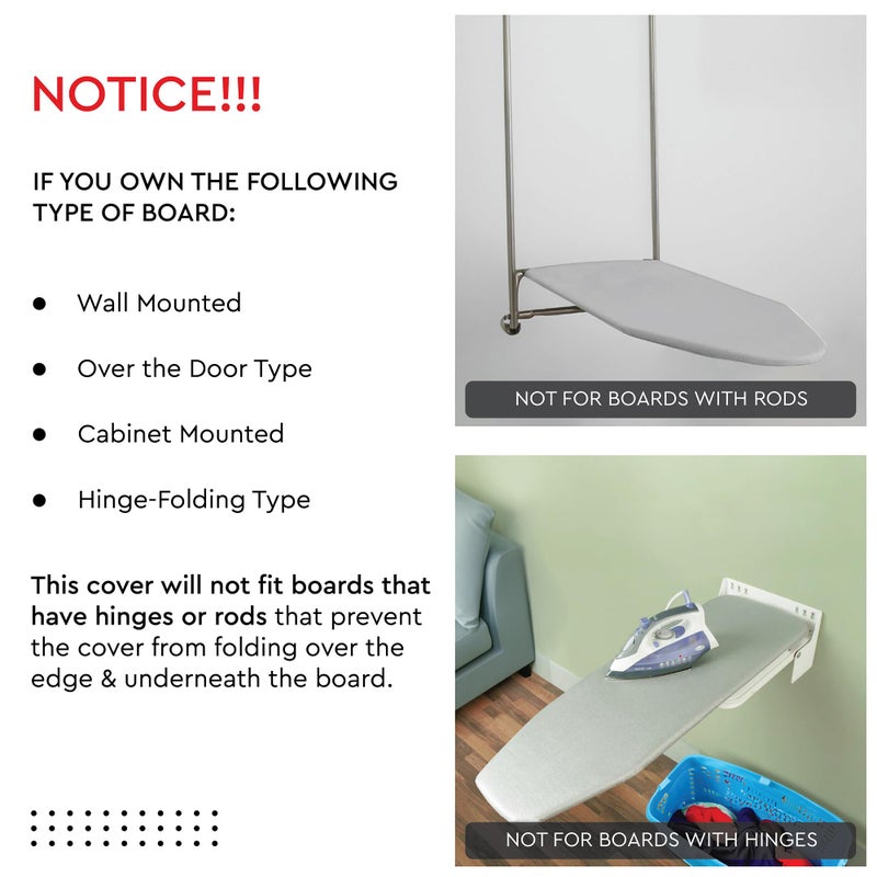 Encasa XO Ironing Board Cover And Pad 42"x14" - 4mm Felt & 2mm foam Metallized Silver iron Board Cover With Padding - Heat & Scorch Resistant, Non Slip, Bungee Elasticated, 3 Fasteners Silver Luxury - Image 2